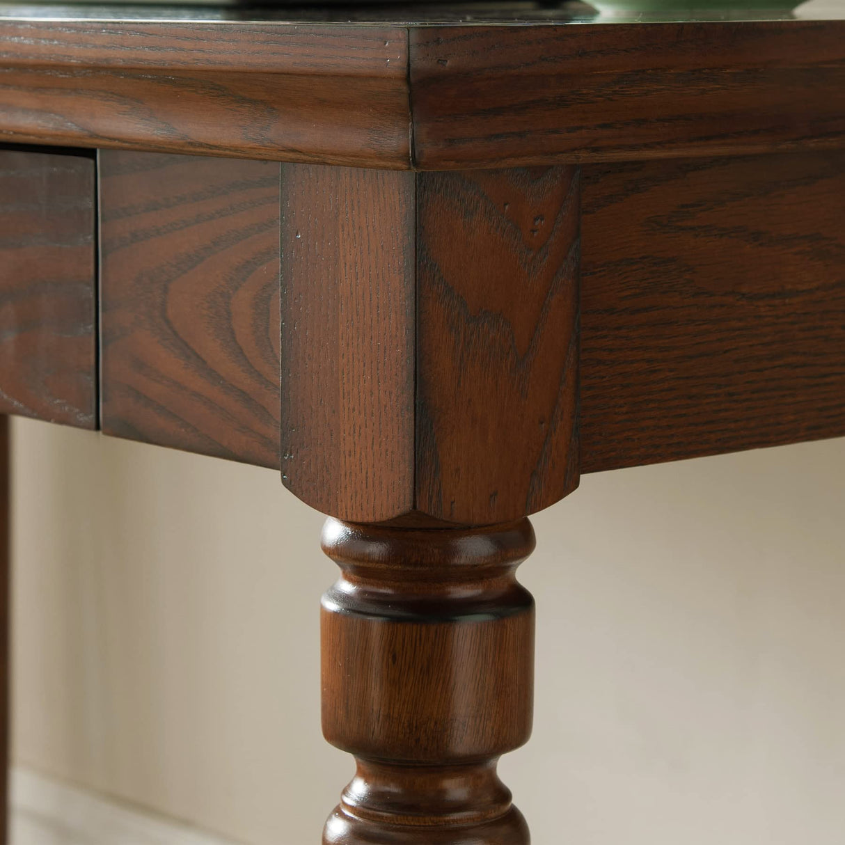 Leick Home SINCE 1910 Farmhouse Oak Turned leg Laptop Desk with Center Drawer, FURNITURE Leick Home
