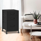 Raybee 3 Drawer File Cabinet Printer Stand Filing Cabinet Rolling File Cabinets for Home Office Fabric Vertical Office Storage Cabinet Fits A4, Legal, Letter Size, 16.9" D*15.6" W*26.6" H, Black Raybee