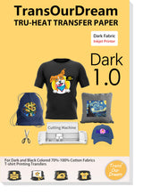TransOurDream Tru-Iron on Heat Transfer Paper for Dark Fabric (20 Sheets, 8.5x11") T Shirt Transfers Paper for Inkjet Printer Printable Heat Transfer Vinyl for T-Shirts (TOD-7) TransOurDream