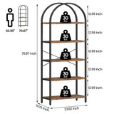 GAOMON 5 Tier Bookshelf Arched Bookcase Modern Standing Bookshelves Tall Display Racks Metal Book Shelf for Bedroom, Living Room, Home Office GAOMON