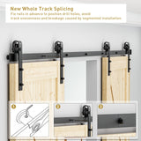 Signstek 10 FT Double Sliding Barn Door Hardware Track Kit, Wood Slab Use, for Garage, Kitchen, Bedroom, Fit 30'' Wide Door Panel-Smoothly and Quitely-Easy to Install (J Shape Hanger) Signstek