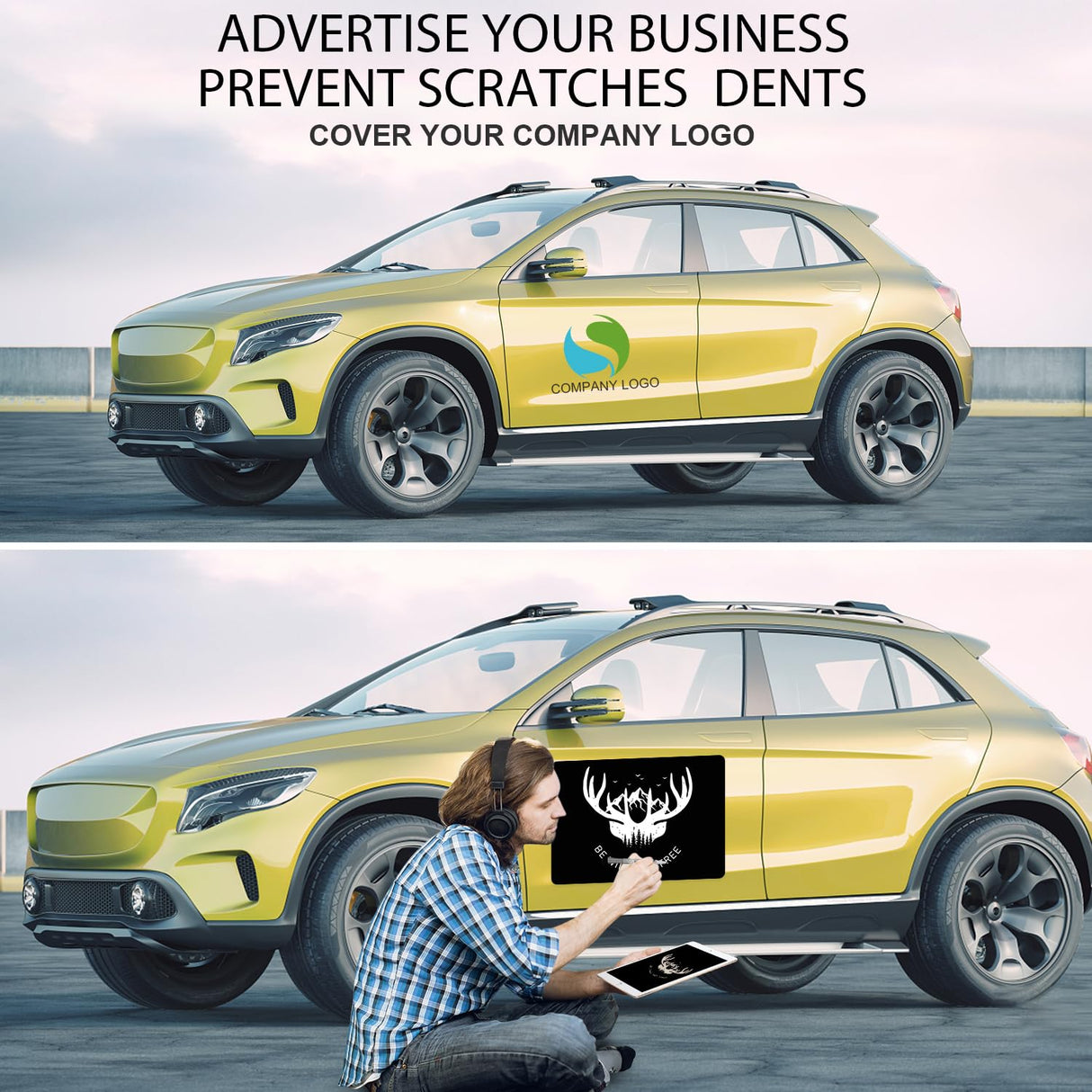 OUCPC Black Blank Car Magnets with 40 mils, 1 Pack 17” x 12” Car Magnets and Decals, Rounded Corners Car Door Magnets, Magnet for Car to Advertise Business, Prevent Car Scratches & Dents OUCPC