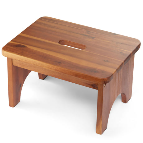 Wooden Step Stool, 9'' One Step Stool for Adults, Wooden Beside Step Stool with 550 Lbs Load Capacity, Heavy Duty/Portable/Nonslip/Durable Construction Safe Step Stool for Bedroom/Kitchen FANATU