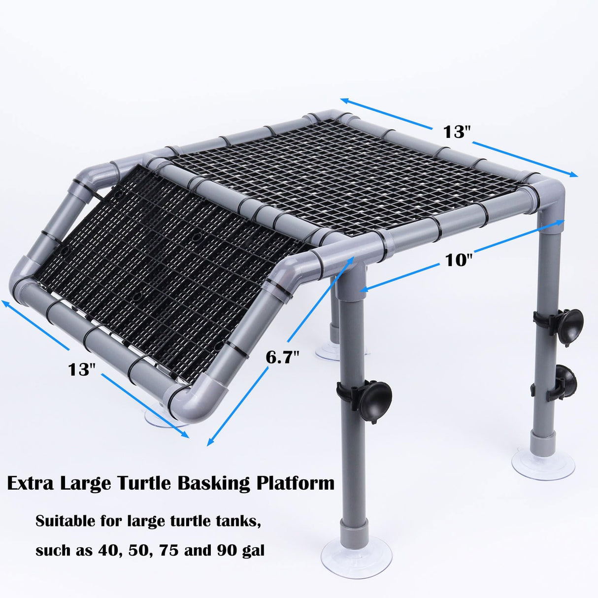 MLONDHSU Large Turtle Basking Platform, Standing Turtle Dock, DIY Basking Platform for Aquatic Turtles, Turtle Tank Accessories(Grey and Black) MLONDHSU