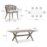 PURPLE LEAF 9 Pieces Outdoor Dining Set All Weather Wicker Patio Dining Set with Rectangular Aluminum Table and Modern Armrest Dining Chairs for Garden Deck Backyard Kitchen, Champagne PURPLE LEAF