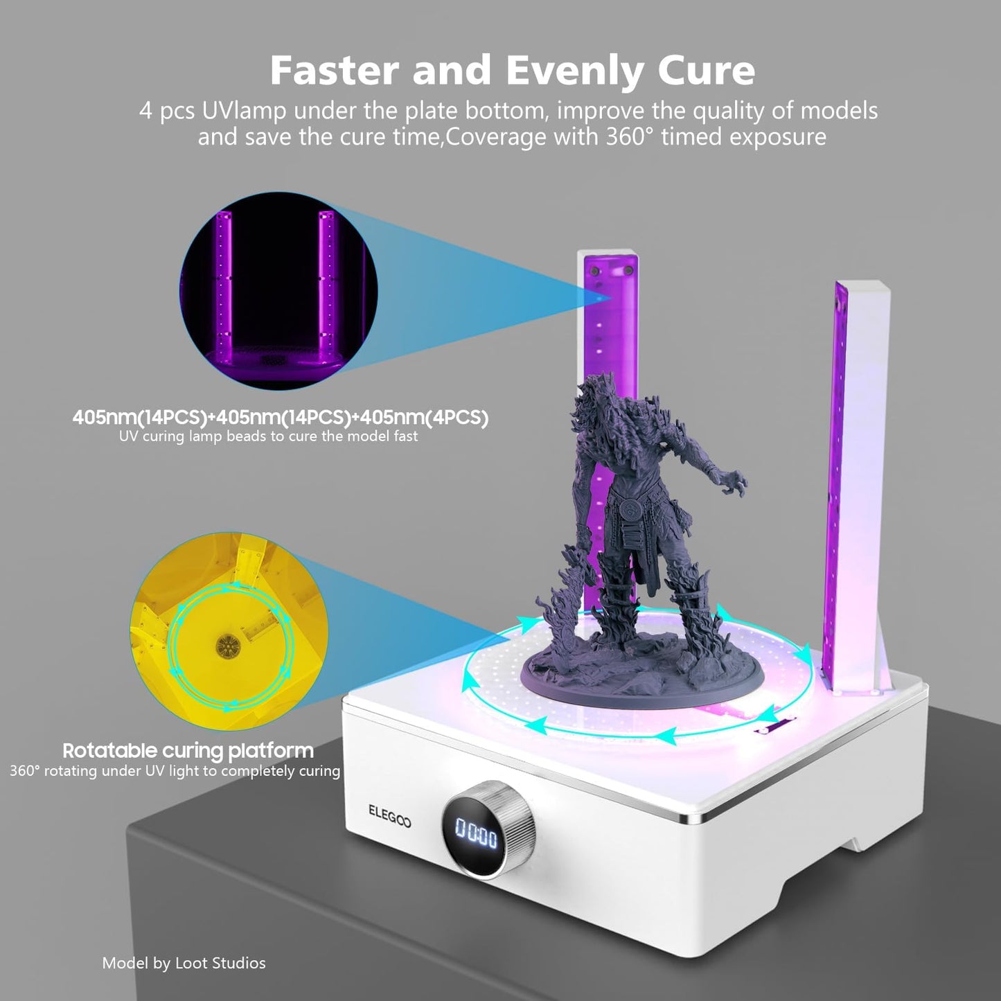 ELEGOO Mercury X Bundle with Separate Wash Station and Cure Station for Large Resin 3D Printed Models, Compatible with Saturn, Mars MSLA 3D Printers - WoodArtSupply