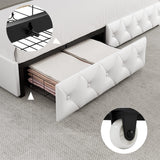 Keyluv King Upholstered LED Bed Frame with 4 Storage Drawers and Adjustable Tufted Headboard in White Keyluv