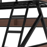 Twin XL Over Queen Bunk Bed with Storage Shelf and RGB LED Lights, Adults Bunk Bed with Angle Padded Ladder, Heavy Duty Bunk Beds with Noise-Reducing Rubber Stoppers, Black Bellemave