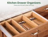 Kootek 8 Pcs Bamboo Drawer Organizer Utensil Tray Kitchen Storage Box 4-Size Versatile Dividers Cutlery Holders Bins Containers for Flatware Kitchen Utensils Kootek