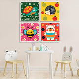 Framed 4 Pack Paint by Numbers Kit for Kids, Cartoon Paint by Number for Kids Ages 4-8 Easy Cute Animal Kids Paint by Number Kits Age 8-12, DIY Acrylic Oil Painting by Numbers for Kids 8x8 Inch Fountor