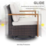 6 Piece Outdoor Patio Furniture Set with Propane Fire Pit Table, Wicker Patio Conversation Set with 2 Swivel Rocker Chairs Rattan Sofa and Removable 4" Thick Cushions for Deck Backyard Belord