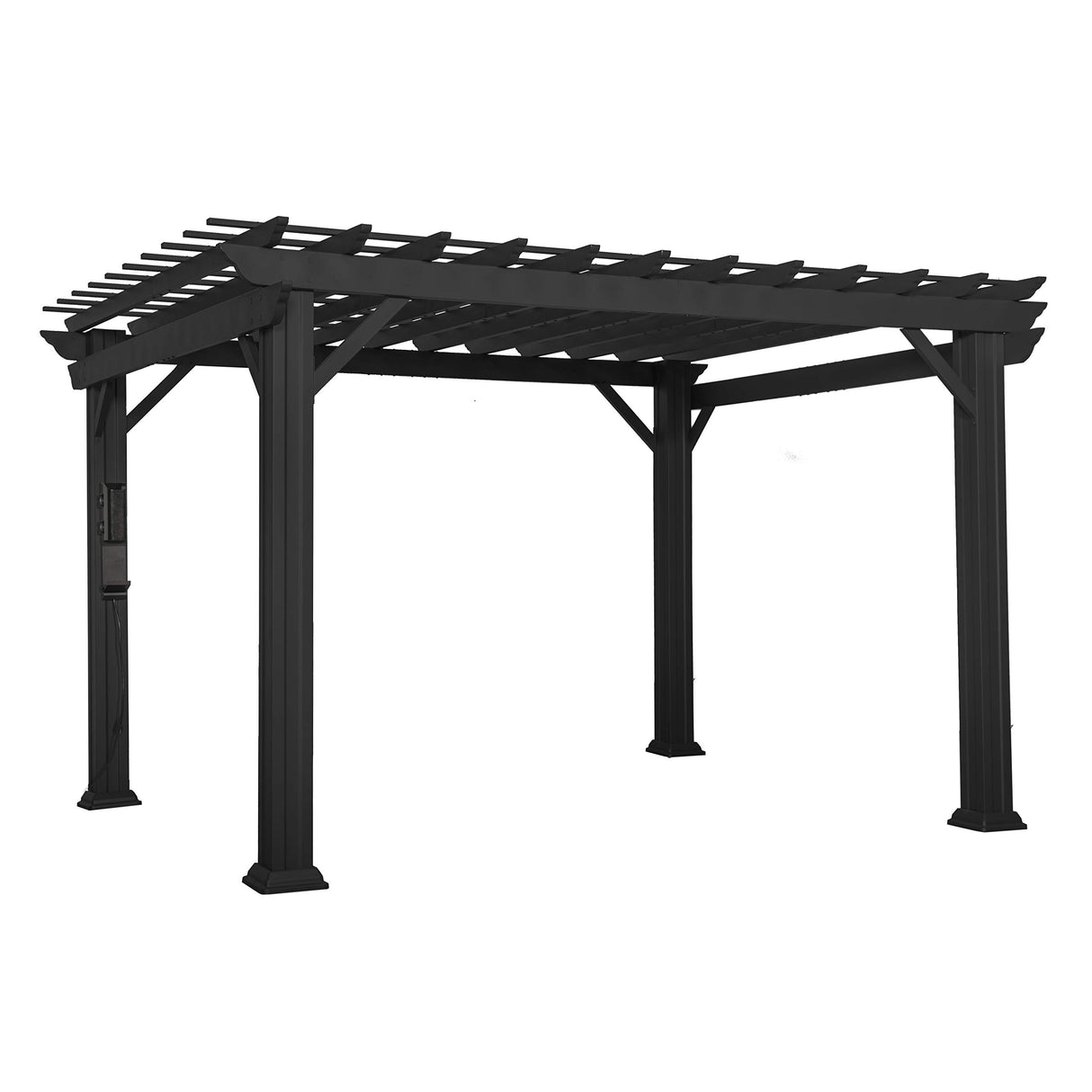 Backyard Discovery Stratford 12' x 10' Traditional Galvanized Steel Pergola Kit with Shade Sail Canopy, Powder-Coated Finish, All-Season Durability, High-Wind Rating for Outdoor Patio, Deck, Garden Backyard Discovery