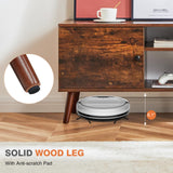 Sweetcrispy TV Stand for 55 60 inch TV, Modern Mid Century Entertainment Center with Storage, Media Console Table 2 Cabinet, Soft Hinge, Handle Door, Wooden Living Room, Office Furniture, Rustic Brown Sweetcrispy