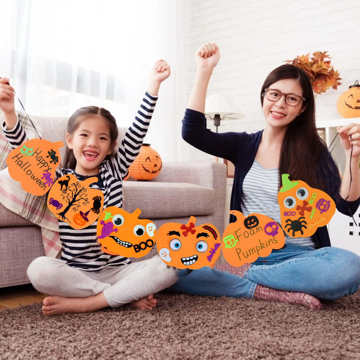 Max Fun 312PCS Halloween Pumpkin Foam Stickers, Halloween Craft Kit for Kids Bulk Glitter Set DIY Self-Adhesive Halloween Decoration Max Fun