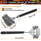 POLIGO BBQ Grill Cleaning Brush Bristle Free & Scraper - Triple Helix Design Barbecue Cleaner - Non-Bristle Grill Brush and Scraper Safe for Gas Charcoal Porcelain Grills - Ideal Grill Tools Gift POLIGO