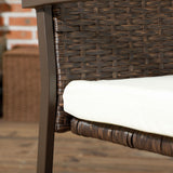 Outsunny 2 Piece PE Rattan Outdoor Dining Chairs with Cushion, Patio Wicker Dining Chair Set with Backrest, Armrests for Patio, Deck, Garden, Cream White Outsunny