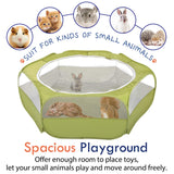 Pawaboo Small Animals Playpen, Waterproof Small Pet Cage Tent with Zippered Cover, Portable Outdoor Yard Fence with 3 Metal Rod for Chick/Kitten/Puppy/Guinea Pig/Rabbits/Hamster/Chinchillas,Green Pawaboo