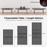 RoyalCraft Patio Expandable Table Dining Set for 4 to 10, Aluminum Outdoor Dining Table, Rectangular Patio Metal Table with Umbrella Hole for Backyard Porch, Deck ? Garden, Easy Assembly, Dark Grey RoyalCraft
