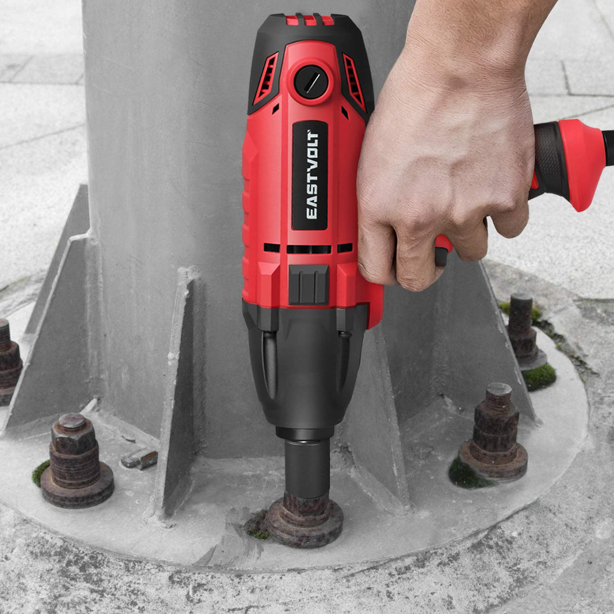 Eastvolt 800W Electric Impact Wrench, Heavy Duty 7.5 Amp Corded Max Torque 450 Ft-lbs 3400 RPM, 1/2 Inch with Hog Ring Anvil Eastvolt