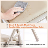 Sweetcrispy Folding Chair 2 Pack, Leather Padded Folding Chairs, Sturdy Metal Foldable Chairs, Easy to Use and Store, Outdoor and Indoor, for Home, Office, Party, Comfy, Kahki Sweetcrispy