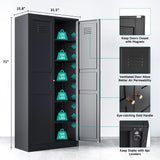 Metal Storage Cabinet with Doors and Shelves,Metal Pantry Cabinet,Black Craft Storage Cabinet,Ventilated Pantry Storage Cabinet,Large Tall Closet Cupboard for Home,Kitchen,Dining/Living/Laundry Room SISESOL