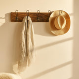 WRIGHTMART Rustic Farmhouse Wall Mounted Coat Rack – 24” Reclaimed Wood Board with 5 Heavy Duty Hooks, Natural Finish, Handcrafted Storage for Entryway, Hallway, or Bedroom WRIGHTMART