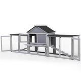 COZIWOW 2 Story 83”Wood Assembled Rabbit Hutch Indoor&Outdoor Bunny Cage with Double Runs and Weatherproof Roof, Guinea Pig Pet House for Small Animals（Gray） COZIWOW