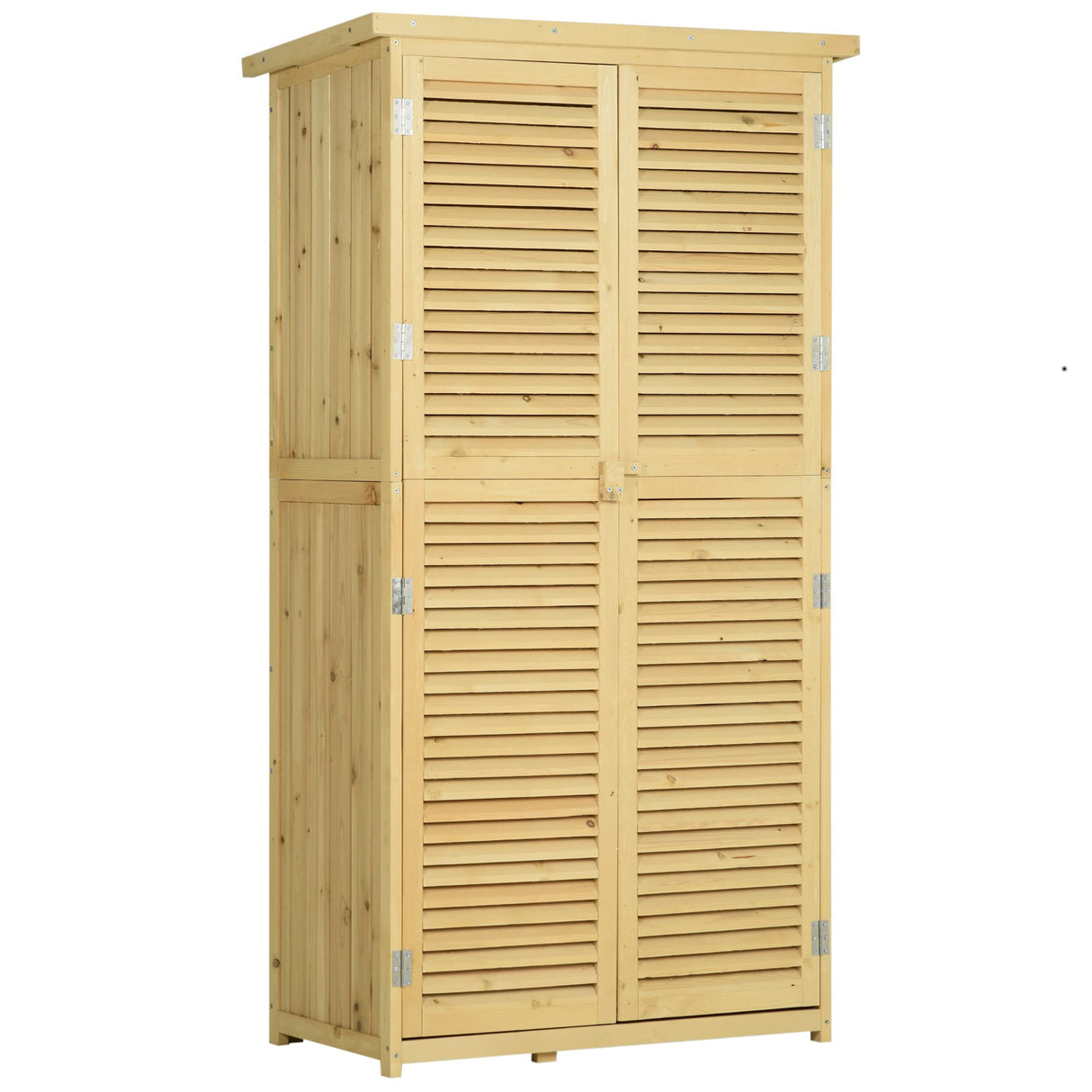 Outsunny 3' x 5' Wooden Outdoor Storage Cabinet, Garden Sheds & Outdoor Storage with Asphalt Roof & 2 Large Wood Doors with Lock, Natural Outsunny