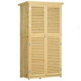 Outsunny 3' x 5' Wooden Outdoor Storage Cabinet, Garden Sheds & Outdoor Storage with Asphalt Roof & 2 Large Wood Doors with Lock, Natural Outsunny