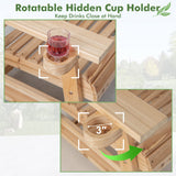 Tangkula Outdoor Fir Wood Glider Chair, Outdoor Swing Chair with Rotatable Hidden Cup Holder and Curved Seat, Glider Swing for Porch, Patio, Backyard, Natural (1, Natural) Tangkula