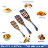 Spurtle Set, Wooden Utensils for Cooking, WOSPONFAN Kitchen Utensils Set, Pakkawood Kitchen Cooking Utensils Set, Apartment Essentials Wood Serving Spatula spoon, Home & kitchen Gift for Women & Men wosponfan