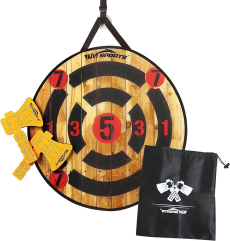 ISANCHA Foam Axe Throwing Game Indoor&Outdoor Target Game,Includes Two Foam Axes, One 26” Easy Fold Target and A Carry Bag ISANCHA