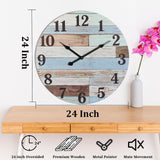 Eruner 24 Inch Blue Woodgrain Shiplap Wall Clocks for Living Room Decor, Large Farmhouse Wall Clock,Coastal Beach Nautical Style,House Warming Gifts New Home Eruner