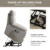 CANMOV Dual Motor Power Lift Recliner Chair for Elderly, 27" Extra-Wide Seat 450 lbs Weight Capacity Infinite Position Adjustment, with Heated Massage, Cup Holders and USB Port, Grey Fabric CANMOV