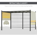 Outsunny 10' x 12' Outdoor Retractable Pergola, Patio Gazebo Canopy Adjustable Sun Shade Shelter for Backyard, Garden Activities, Beige Outsunny