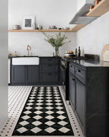 Lahome Moroccan Trellis Runner Rug - 2x8 Black Hallway Runner Rug with Rubber Backing, Checkered Kitchen Non Skid Carpet Runner Washable Indoor Mat for Camper Entryway Bathroom Hardwood Floor Lahome