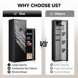 KAER 8-10 Gun Safe, Large Gun Safe for Rifles and Pistols, Quick Access Home Gun Rifle Safe and Storage Gun Locker Cabinet with 4 Pistol Pouches and Removable Shelf for Shotgun, Firearm, Ammo KAER