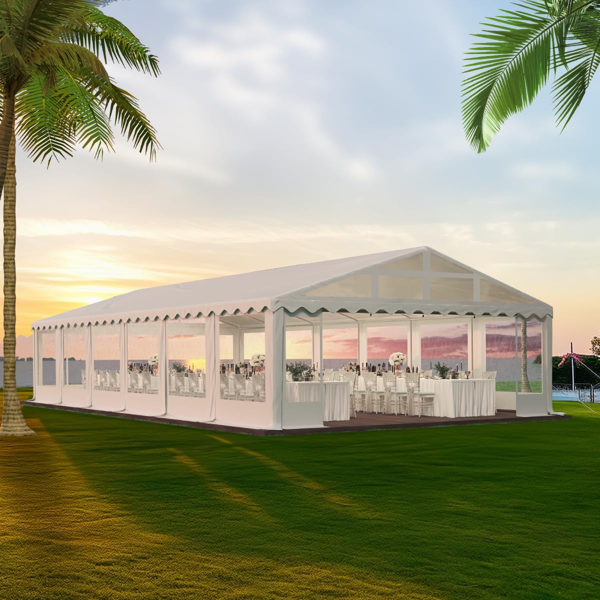 Quictent 20x40ft Clear Side Party Tent Heavy Duty Upgraded Galvanized Outdoor Wedding PVC Canopy Gazebo Vinly Event Shelters with Removable Transparent Sidewalls for Commercial & Residential  - WoodArtSupply