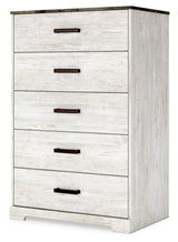 Signature Design by Ashley Shawburn Rustic 5 Drawer Chest of Smooth-Gliding Drawers and Safety Stop, White & Gray Signature Design by Ashley