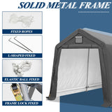 COVERONICS 7' x 12' Outdoor Storage Shed - Heavy Duty Portable Shelter Carport with Ventilation Windows and Roll-up Doors, Storage Shelter Tent for Motorcycle, Bike, Lawnmower and Garden Tools, Grey COVERONICS