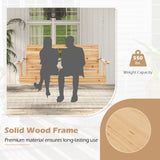 Giantex Outdoor Hanging Porch Swing - 2-Seat Wood Swing Bench with Folding Cup Holder and Sturdy Metal Hanging Chains, Outside Patio Swing Chair for Garden, Backyard, Poolside, Natural Giantex