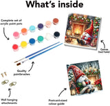 2 Pack Gnome Paint by Numbers Kit for Adults Beginner with Framed,Christmas Easy Adult Paint by Number Kits on Canvas DIY Painting for Beginners Art by Numbers for Home Wall Decor 10x10 Inch NEGEKFKX
