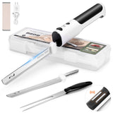 HK Cordless Electric Knife for Carving Meats, Poultry, Bread, Crafting Foam & More, Included Dual 304 Stainless Steel Blades, Fork, Foldable Cutting Board HK