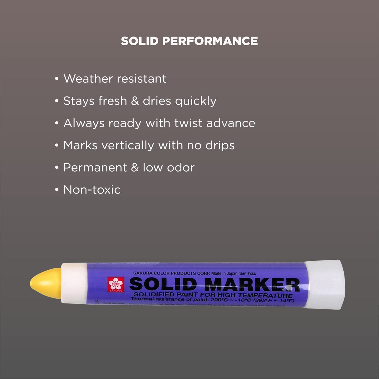 Sakura Solid Paint Markers - Permanent Marker Paint Pens - Window, Wood, & Glass Marker - Yellow Paint - 12 Pack SAKURA SOLID MARKER