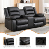 EBELLO Faux Leather Manual Loveseat Recliner, Reclining Sofa Chair with 2 Concealed Cup Holders, Hidden Storage, Overstuffed Armrest Couch Set for Living Room, Bedroom, Meeting Room(Loveseat) EBELLO