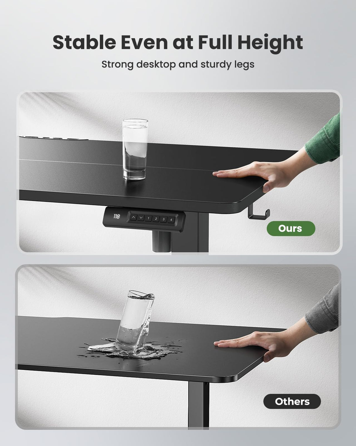 Marsail Electric Standing Desk, Adjustable Height Stand up Desk, 48 x 24 Inches Sit Stand Home Office Desk, Computer Desk, Black Marsail