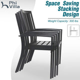 PHI VILLA 9 Piece Patio Dining Table Set, Expandable Rectangular Metal Dining Table & 8 Steel Chairs for Outdoor, Deck, Yard PHI VILLA