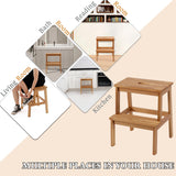 VICTORY RELAX Acaia Wood 2 Step Stool, Waterproof Wooden Step Stool for Adults, 20 Inch Tall Wood Short Footstool Suitable for Bathroom, Kitchen, Bathroom, Bedroom VICTORY RELAX