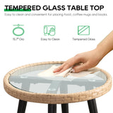 PORWEY 3 Piece Patio Bistro Set, Outdoor Wicker Apartment Balcony Furniture Sets, Rattan Table and Chairs Set of 2 for Porch Backyard Lawn Poolside Deck, Beige PORWEY