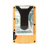 Custom Wooden Credit Card Holder with Money Clip and wooden box – Personalized Wallet Gift for Husband - Anniversary Gift for Him, Boyfriend Gifts, Minimalist Smart Wallet for Men (San Judas-Bamboo) OTGMPIREX